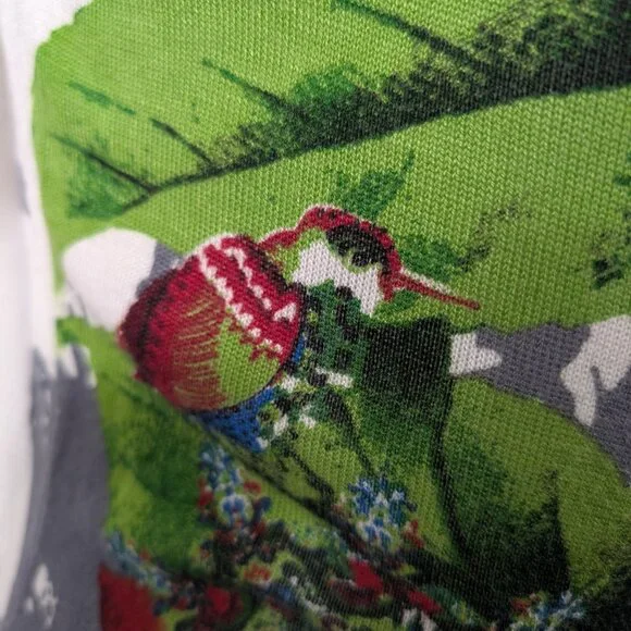 San Francisco Lightweight Knit Floral Print Top Cowl Neck Sleeve Ties Medium - Picture 7 of 12